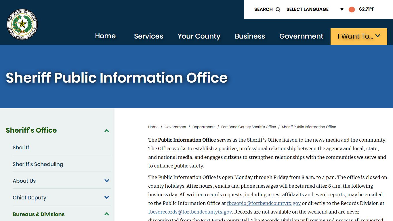 Sheriff Public Information Office | Fort Bend County